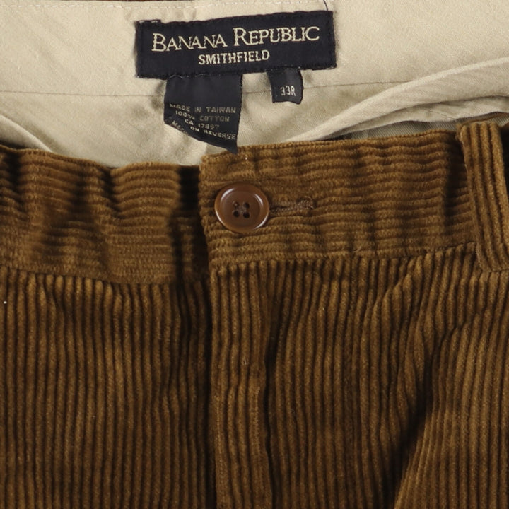 00'S Banana Republic SMITHFIELD Two-pleat Corduroy Pants for Men, W32 equivalent cotton brown type Vintage Second Hand
