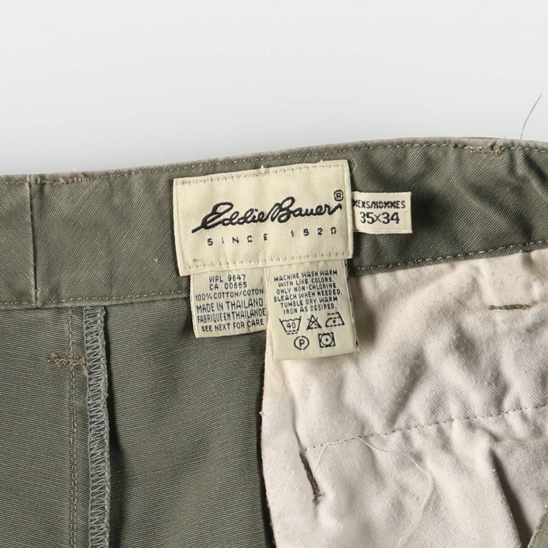 Eddie Bauer cargo pants for men, size W35 cotton Khaki type sage green Vintage Second Hand