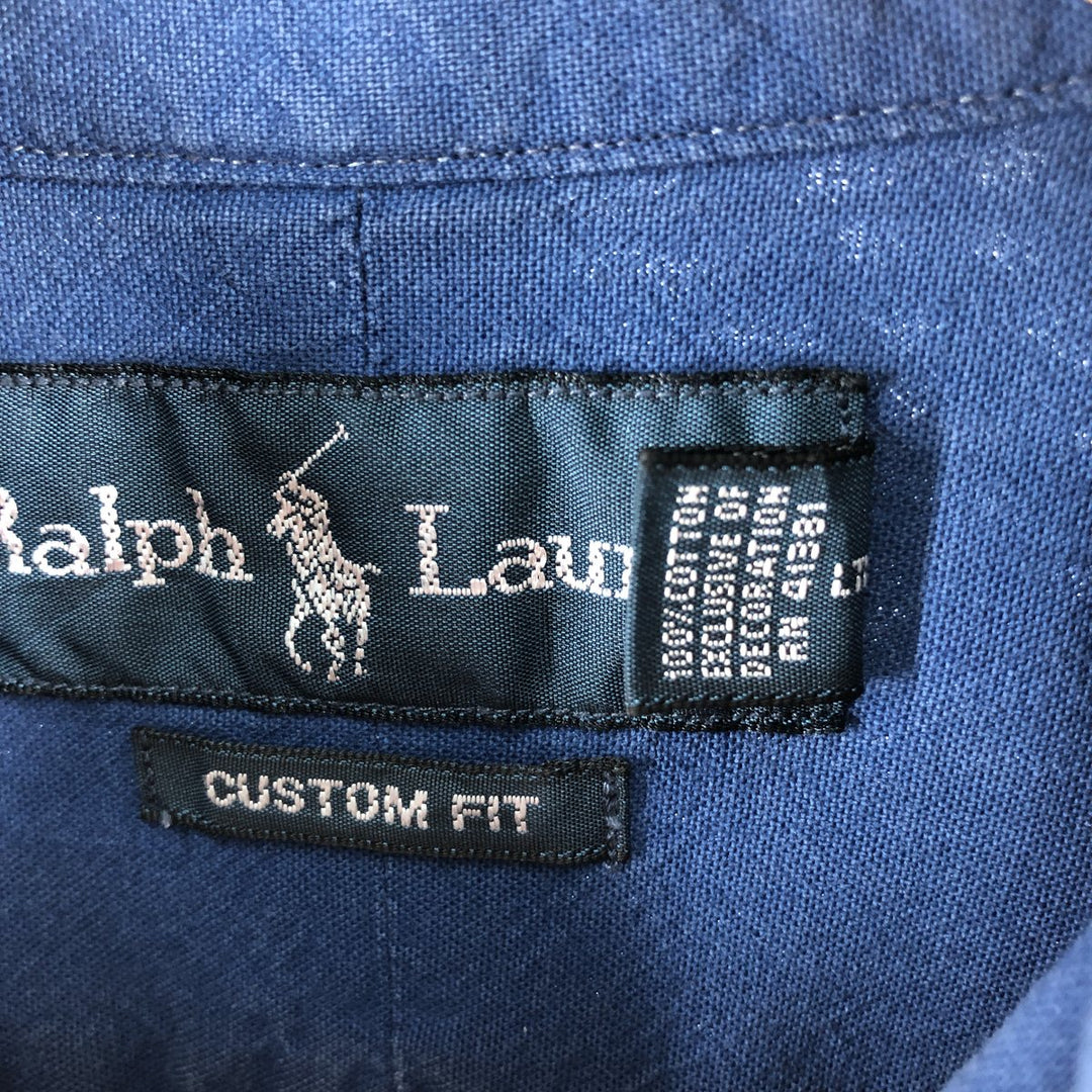 Ralph Lauren CUSTOM FIT long sleeve button down shirt, men's size L cotton blue type Vintage Second Hand