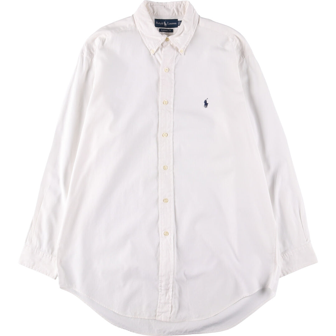 Ralph Lauren Classic Fit Long Sleeve Button Down Shirt, Men's Size L cotton white type Vintage Second Hand
