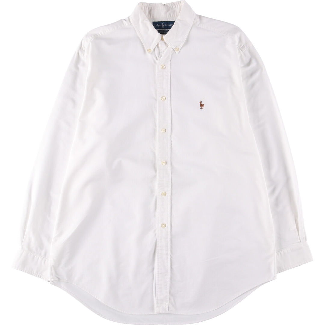 Ralph Lauren YARMOUTH long sleeve button down shirt, men's size L cotton white type Vintage Second Hand