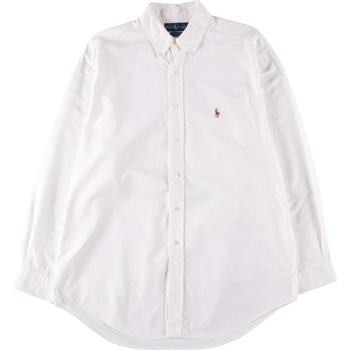 Ralph Lauren YARMOUTH long sleeve button down shirt, men's size L cotton white type Vintage Second Hand
