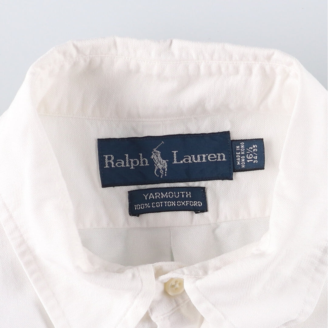 Ralph Lauren YARMOUTH long sleeve button down shirt, men's size L cotton white type Vintage Second Hand