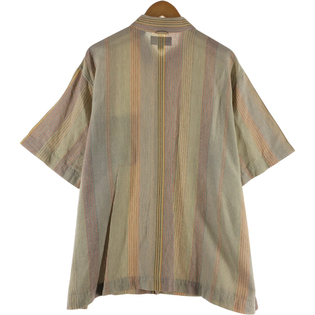 90s~00'S Timberland Stripe Pattern Short Sleeve Linen Shirt Box Shirt Men's XL linen multicolor Vintage Second Hand