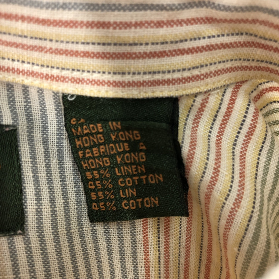 90s~00'S Timberland Stripe Pattern Short Sleeve Linen Shirt Box Shirt Men's XL linen multicolor Vintage Second Hand