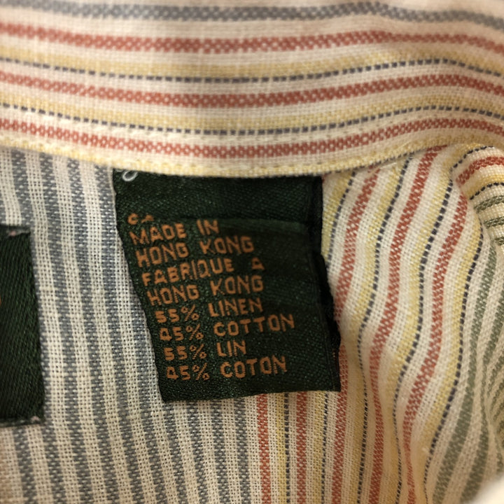 90s~00'S Timberland Stripe Pattern Short Sleeve Linen Shirt Box Shirt Men's XL linen multicolor Vintage Second Hand