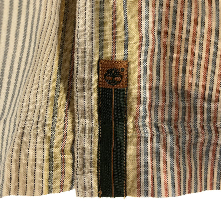 90s~00'S Timberland Stripe Pattern Short Sleeve Linen Shirt Box Shirt Men's XL linen multicolor Vintage Second Hand