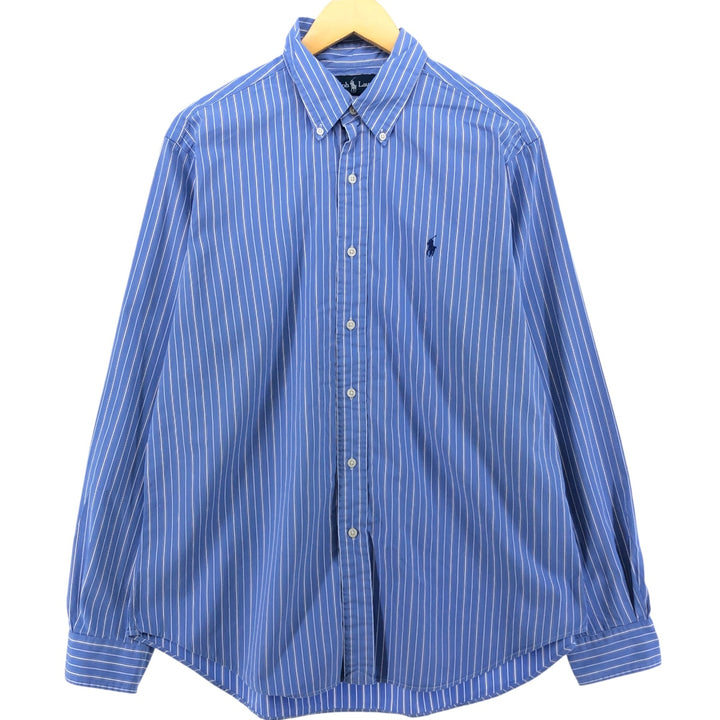 Ralph Lauren Classic Fit Long Sleeve Button Down Striped Shirt Men's Size L cotton blue type Vintage Second Hand