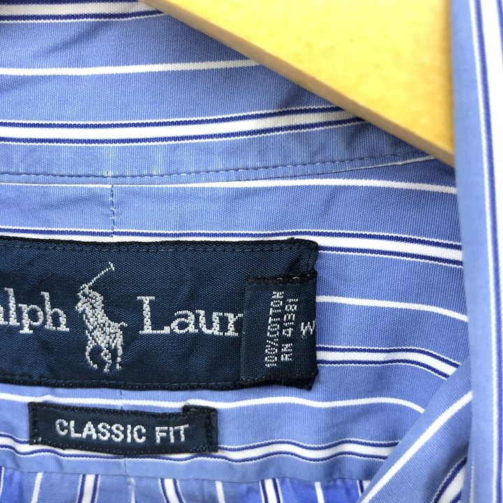 Ralph Lauren Classic Fit Long Sleeve Button Down Striped Shirt Men's Size L cotton blue type Vintage Second Hand