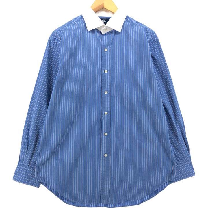 Ralph Lauren Classic Fit Stripe Pattern Cleric Shirt, Men's Size L cotton blue type Vintage Second Hand