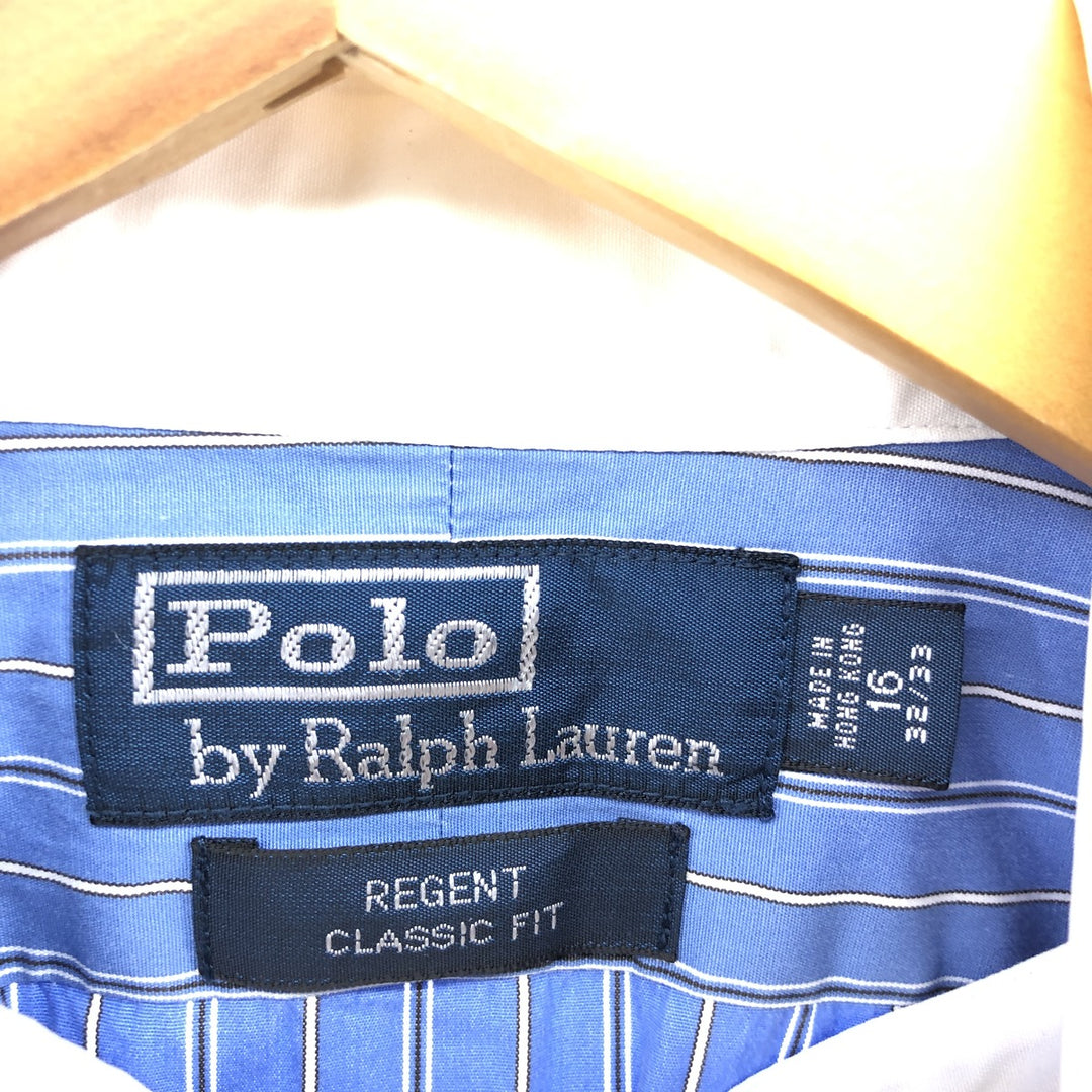 Ralph Lauren Classic Fit Stripe Pattern Cleric Shirt, Men's Size L cotton blue type Vintage Second Hand