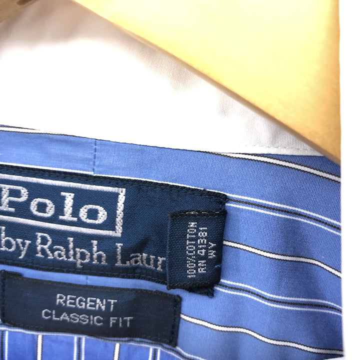 Ralph Lauren Classic Fit Stripe Pattern Cleric Shirt, Men's Size L cotton blue type Vintage Second Hand