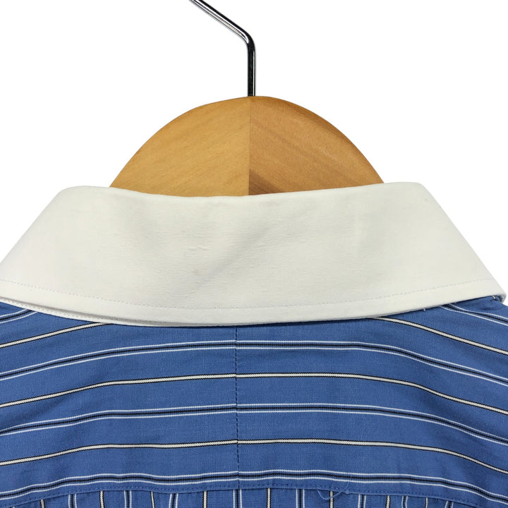Ralph Lauren Classic Fit Stripe Pattern Cleric Shirt, Men's Size L cotton blue type Vintage Second Hand