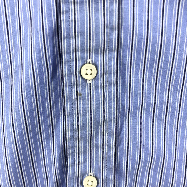 Ralph Lauren CUSTOM FIT long sleeve button down striped shirt men's XL size cotton blue type Vintage Second Hand