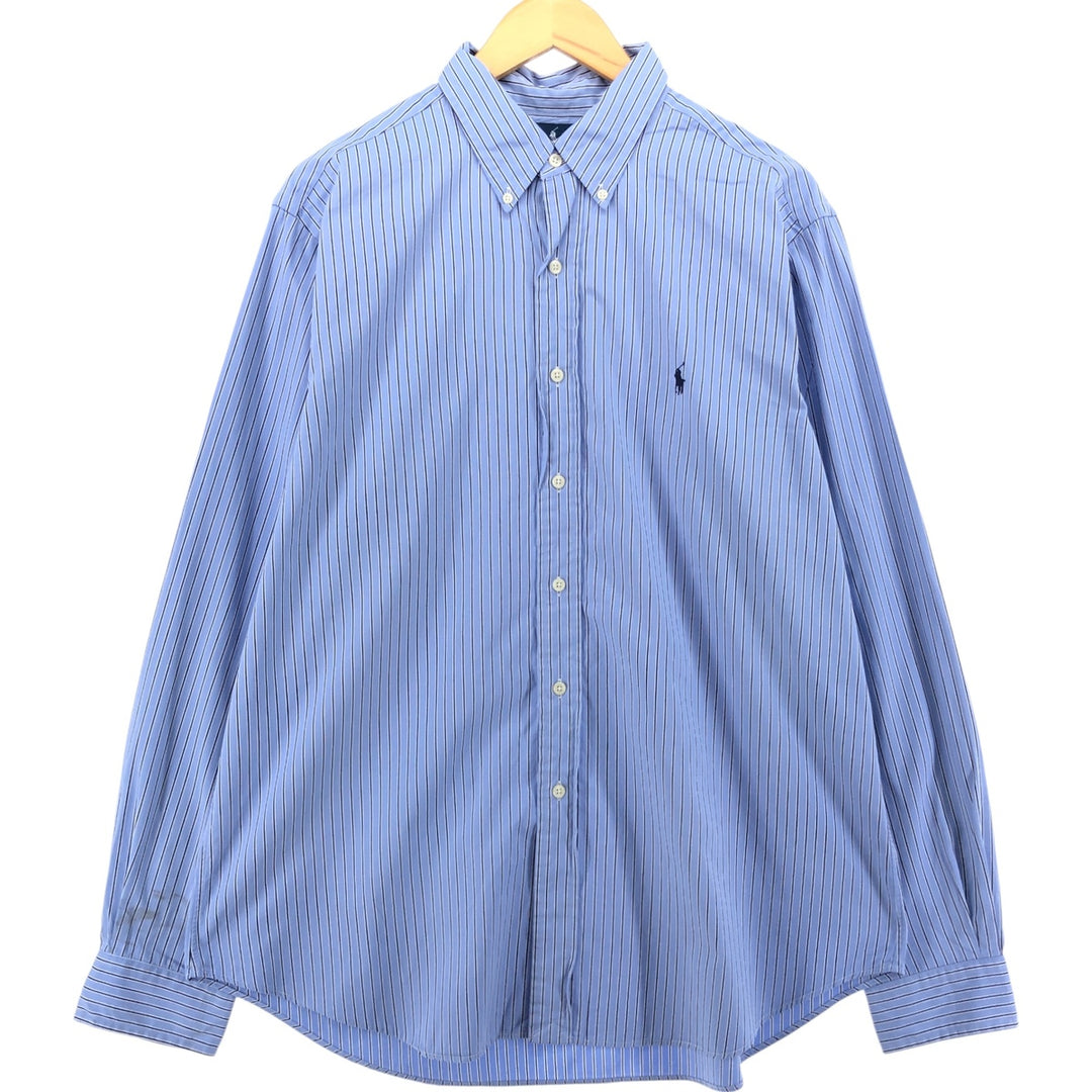 Ralph Lauren Classic Fit Long Sleeve Button Down Striped Shirt Men's XL cotton blue type Vintage Second Hand