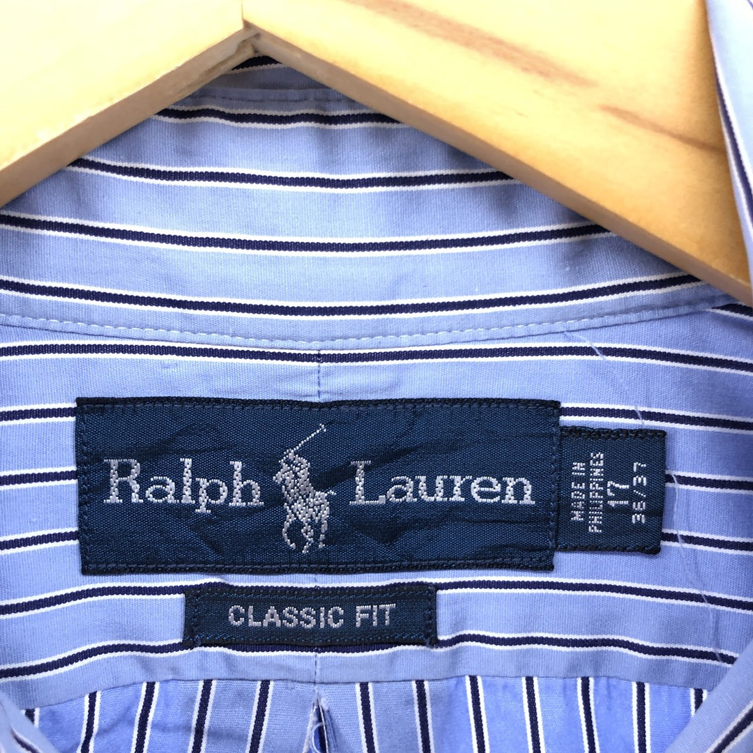 Ralph Lauren Classic Fit Long Sleeve Button Down Striped Shirt Men's XL cotton blue type Vintage Second Hand