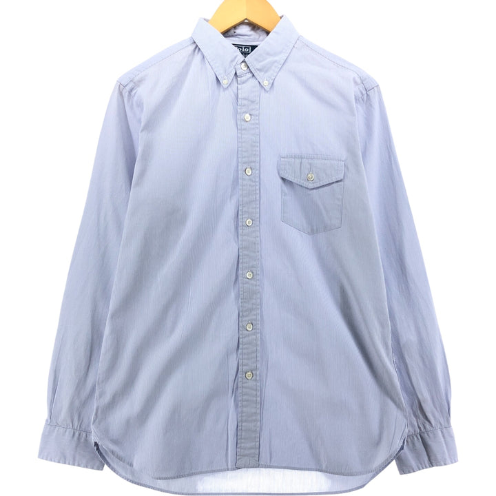 Ralph Lauren POLO by Ralph Lauren Long Sleeve Button-Down Striped Shirt Men's M cotton Blue type light blue Vintage Second Hand