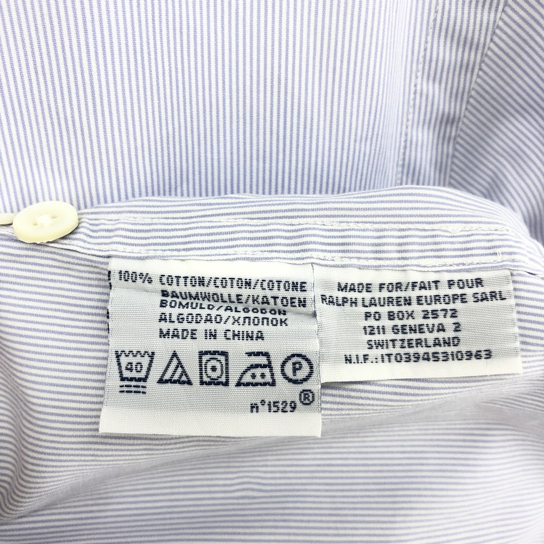 Ralph Lauren POLO by Ralph Lauren Long Sleeve Button-Down Striped Shirt Men's M cotton Blue type light blue Vintage Second Hand
