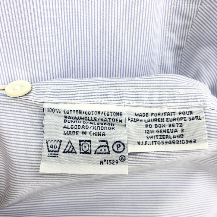 Ralph Lauren POLO by Ralph Lauren Long Sleeve Button-Down Striped Shirt Men's M cotton Blue type light blue Vintage Second Hand
