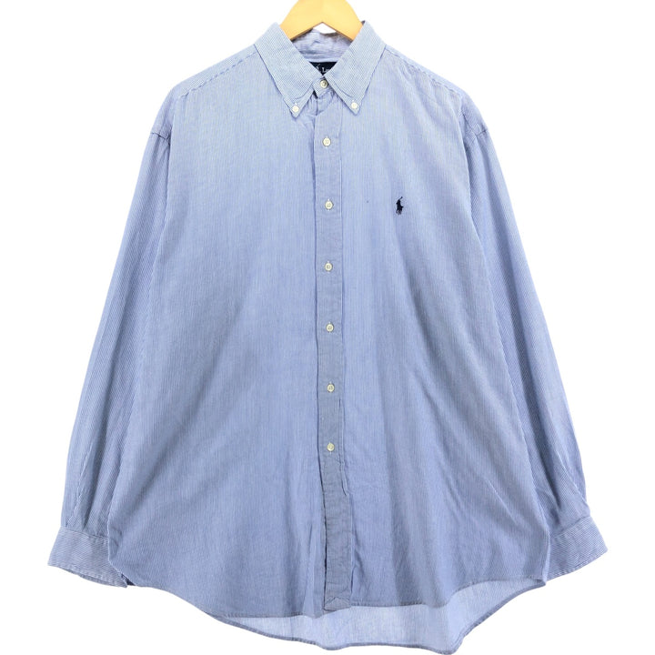 Ralph Lauren BLAIRE long sleeve button down striped shirt, men's size L cotton blue type Vintage Second Hand