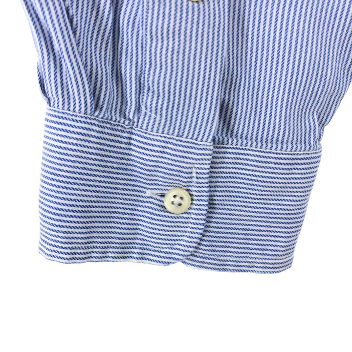 Ralph Lauren BLAIRE long sleeve button down striped shirt, men's size L cotton blue type Vintage Second Hand