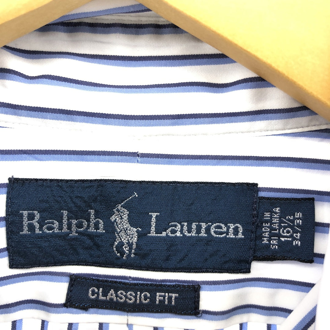 Ralph Lauren POLO by Ralph Lauren Long Sleeve Button-Down Striped Shirt Men's Size L cotton white type Vintage Second Hand