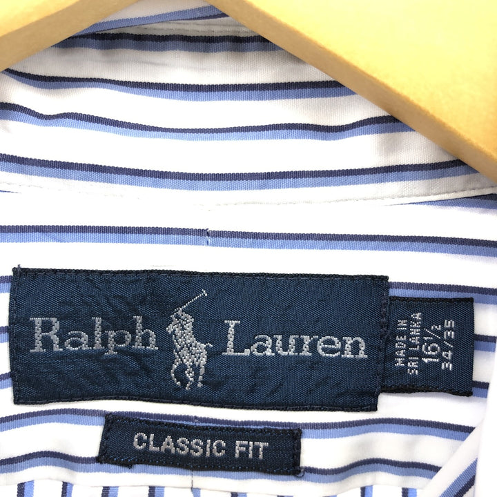Ralph Lauren POLO by Ralph Lauren Long Sleeve Button-Down Striped Shirt Men's Size L cotton white type Vintage Second Hand