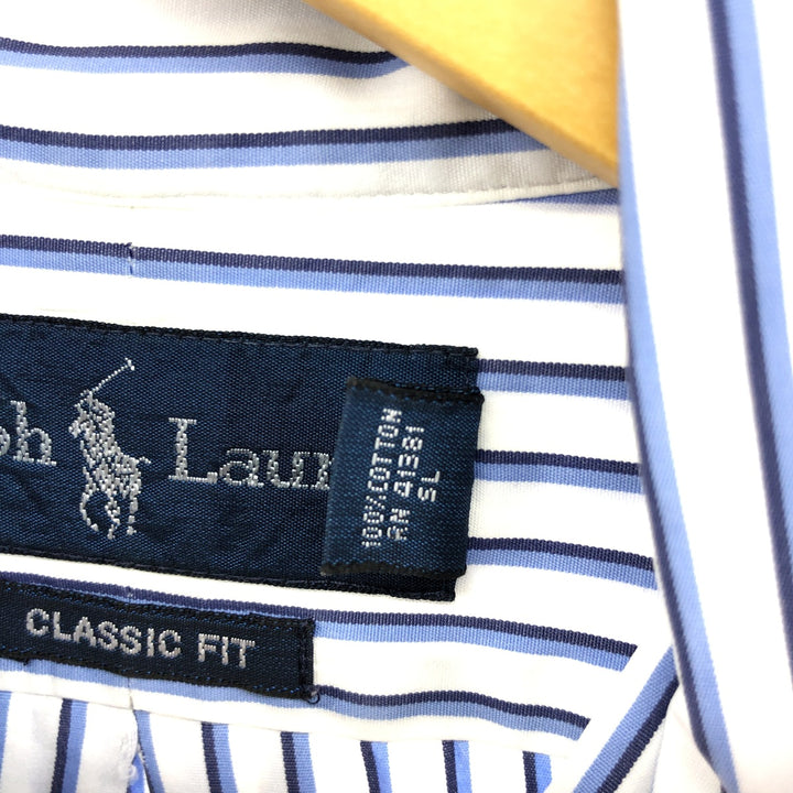 Ralph Lauren POLO by Ralph Lauren Long Sleeve Button-Down Striped Shirt Men's Size L cotton white type Vintage Second Hand