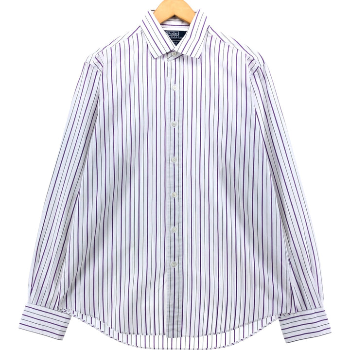 Ralph Lauren CUSTOM FIT long sleeve cotton striped shirt, men's size L cotton white type Vintage Second Hand