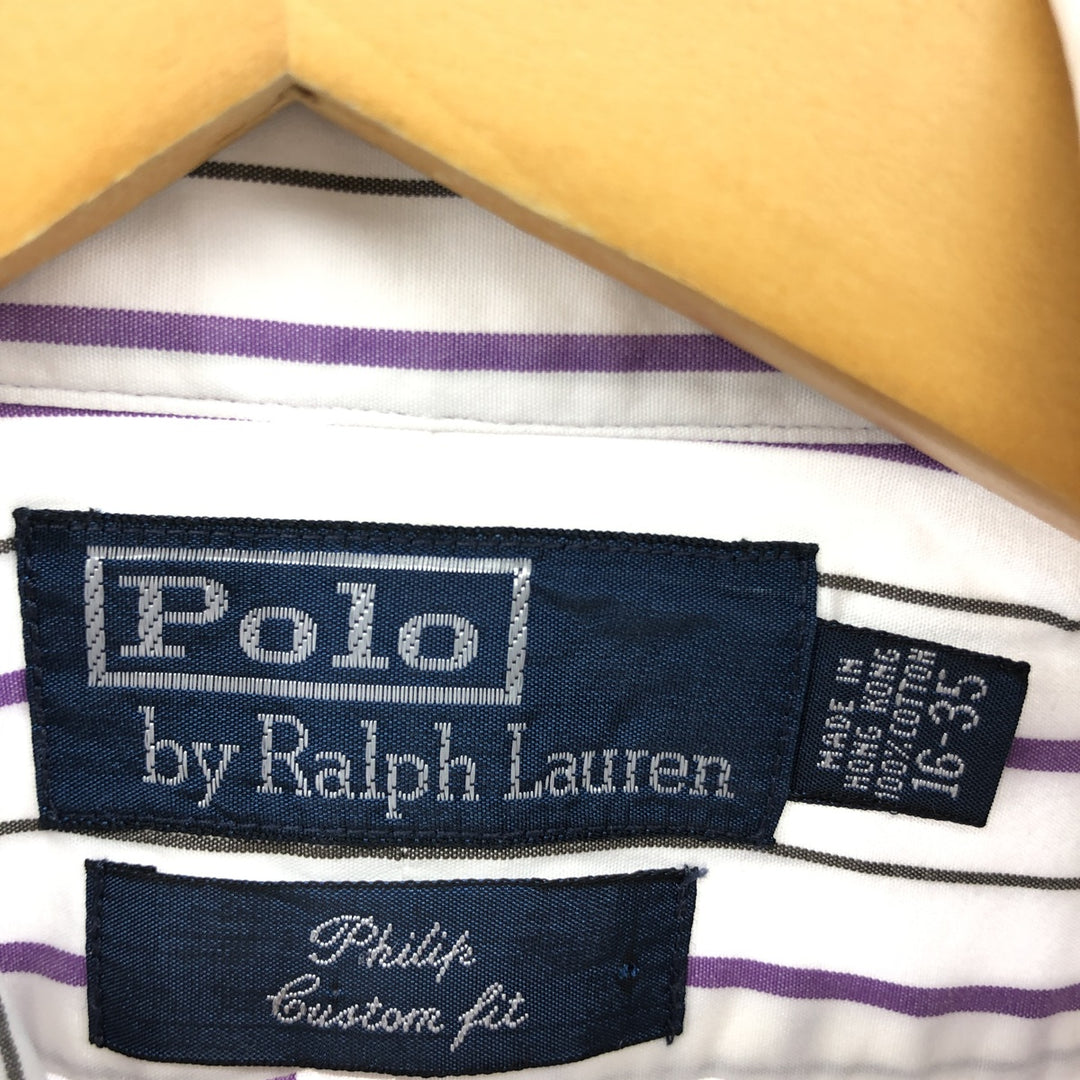 Ralph Lauren CUSTOM FIT long sleeve cotton striped shirt, men's size L cotton white type Vintage Second Hand
