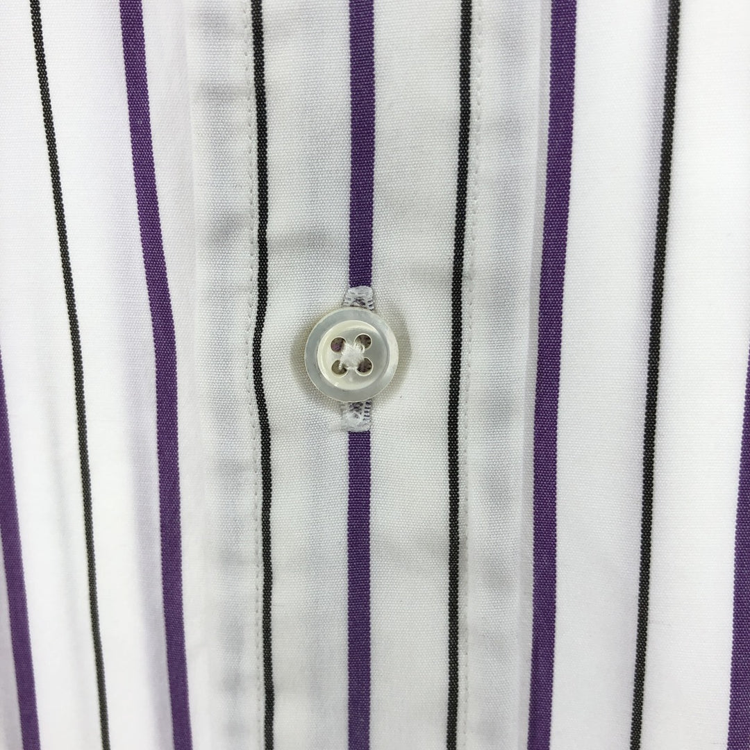 Ralph Lauren CUSTOM FIT long sleeve cotton striped shirt, men's size L cotton white type Vintage Second Hand