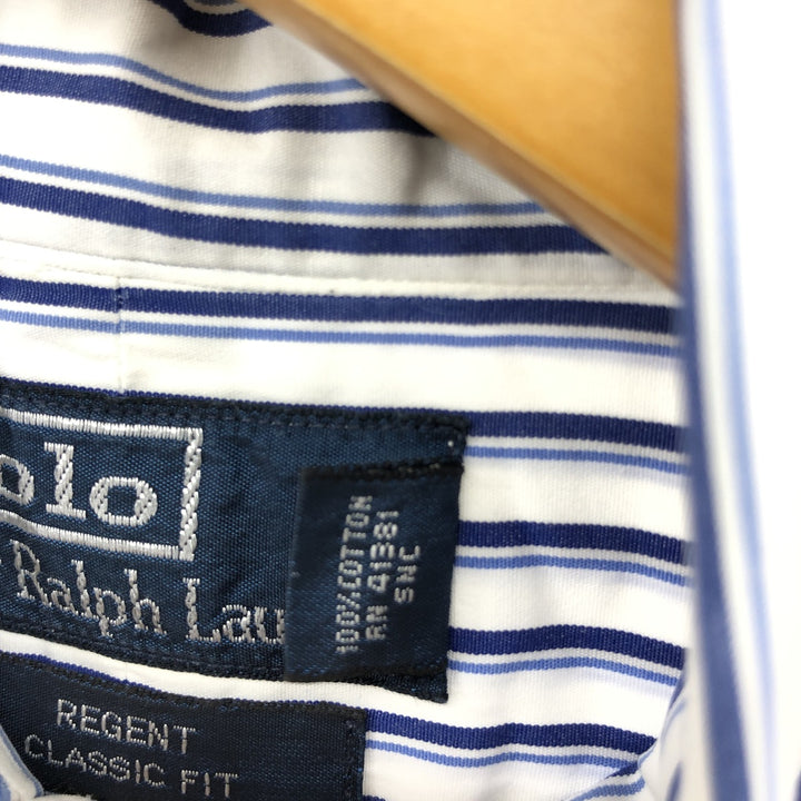Ralph Lauren Classic Fit Long Sleeve Cotton Striped Shirt Men's XL cotton white type Vintage Second Hand