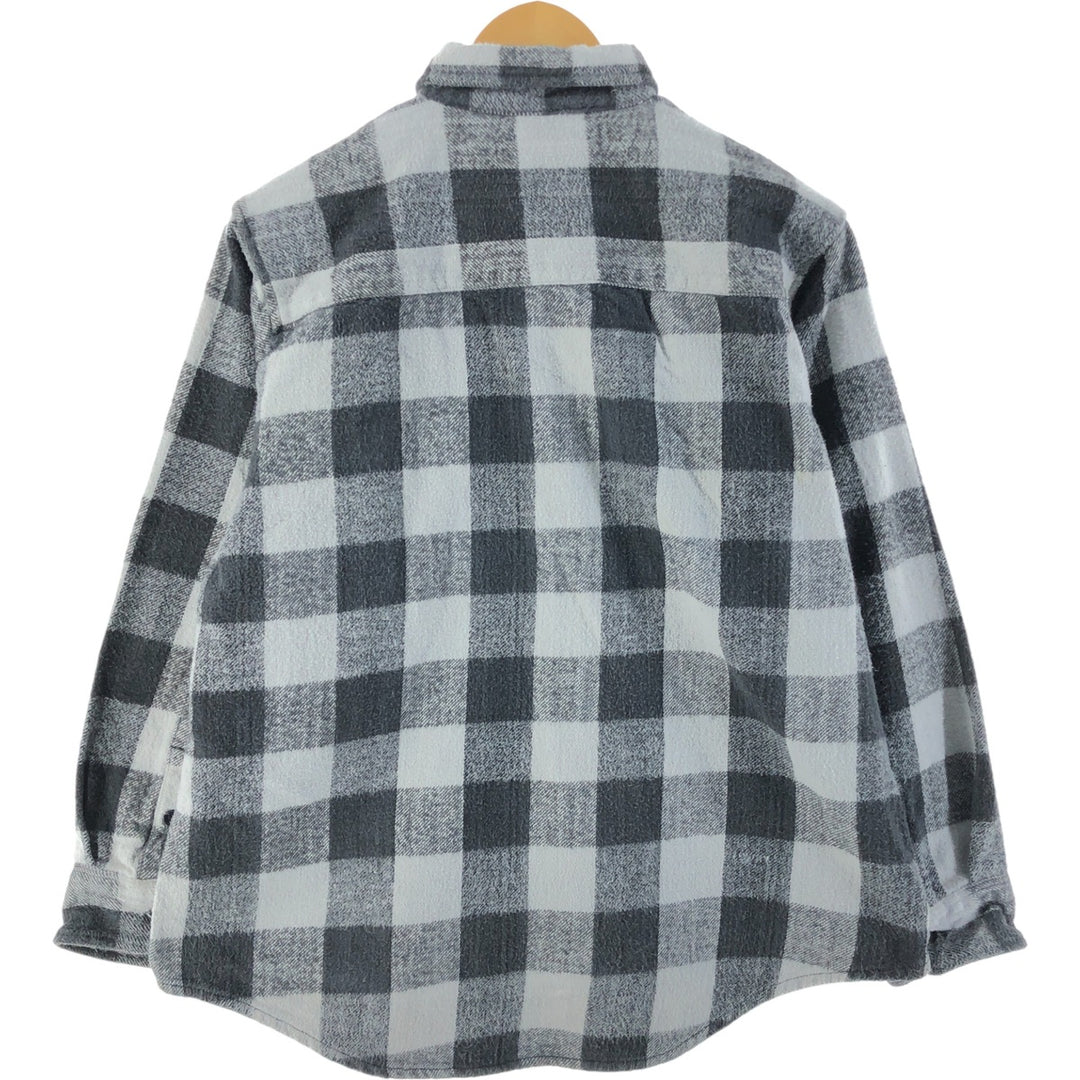 90'S Five Brother Buffalo Check Long Sleeve Heavy Flannel Check Shirt Men's Size L Vintage cotton white type Vintage Second Hand