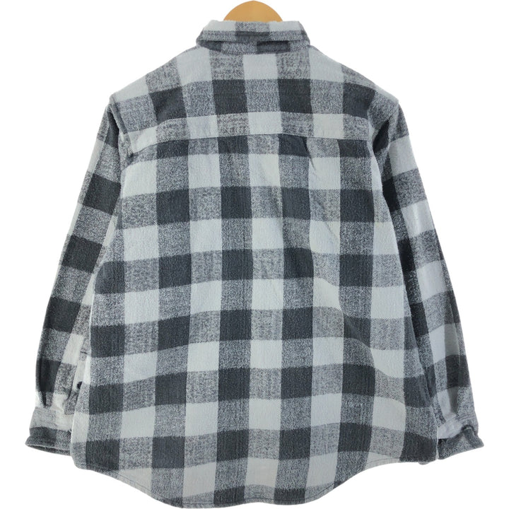 90'S Five Brother Buffalo Check Long Sleeve Heavy Flannel Check Shirt Men's Size L Vintage cotton white type Vintage Second Hand