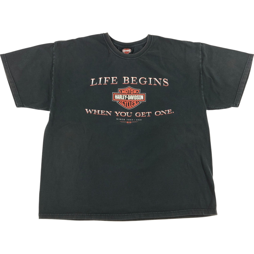 00'S Harley-Davidson Motorcycle Bike T-shirt Made in USA Men's XXL cotton black type Vintage Second Hand