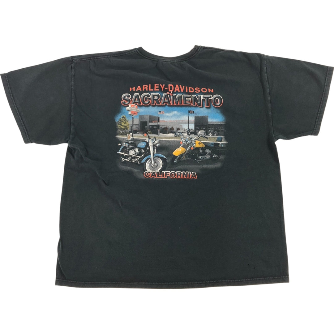 00'S Harley-Davidson Motorcycle Bike T-shirt Made in USA Men's XXL cotton black type Vintage Second Hand