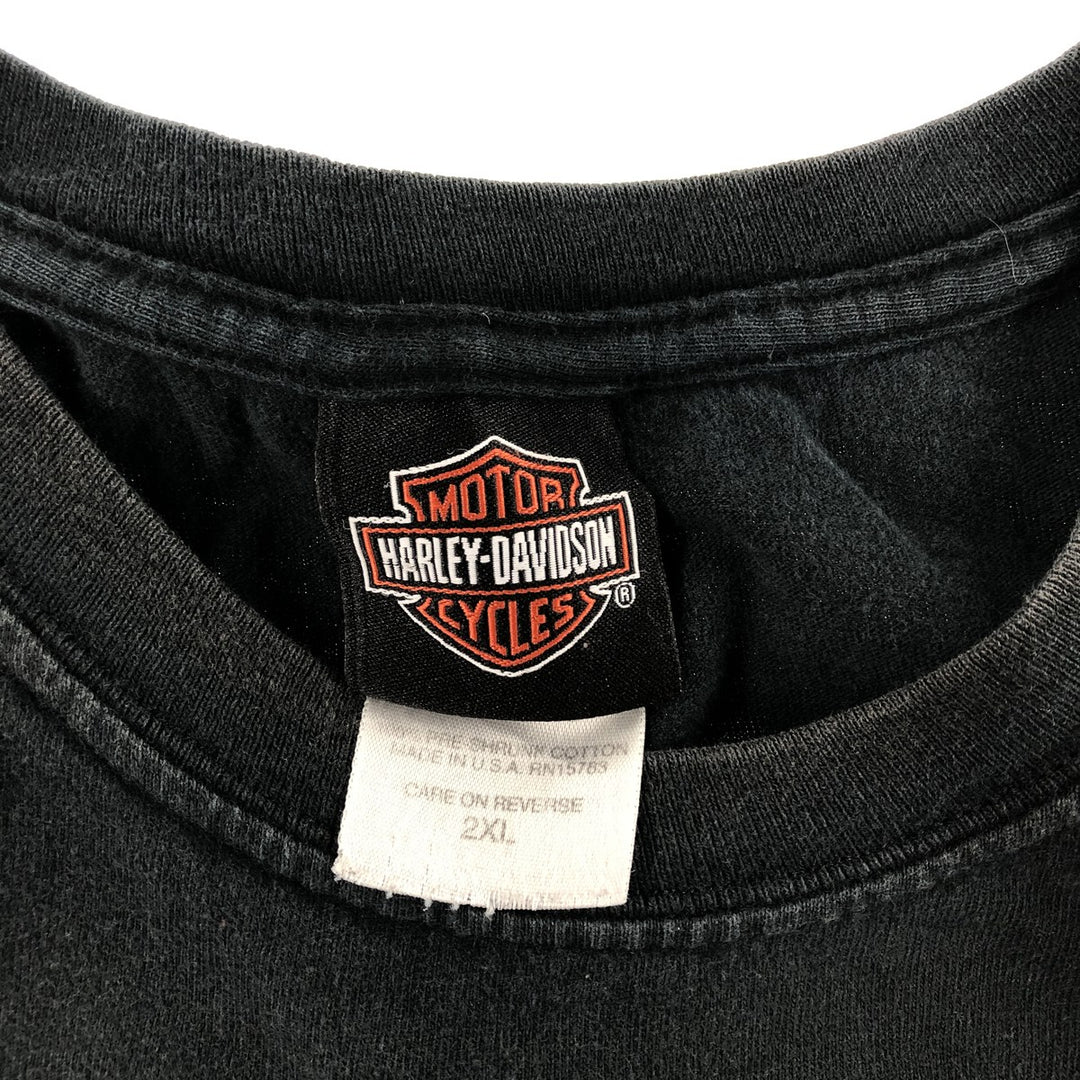 00'S Harley-Davidson Motorcycle Bike T-shirt Made in USA Men's XXL cotton black type Vintage Second Hand