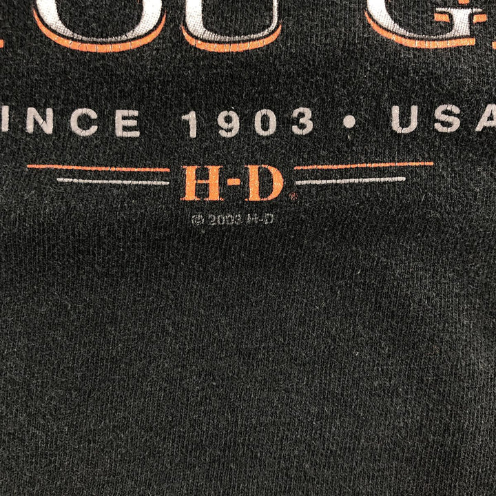 00'S Harley-Davidson Motorcycle Bike T-shirt Made in USA Men's XXL cotton black type Vintage Second Hand