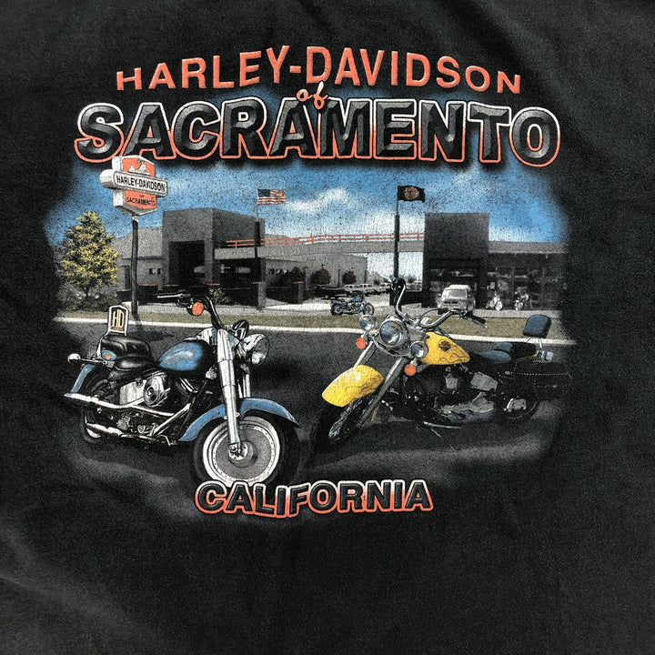 00'S Harley-Davidson Motorcycle Bike T-shirt Made in USA Men's XXL cotton black type Vintage Second Hand