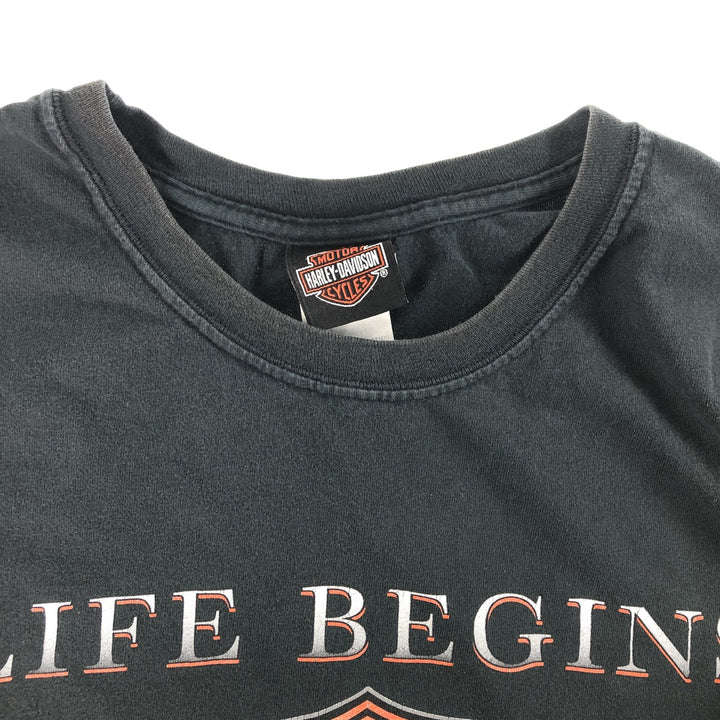 00'S Harley-Davidson Motorcycle Bike T-shirt Made in USA Men's XXL cotton black type Vintage Second Hand