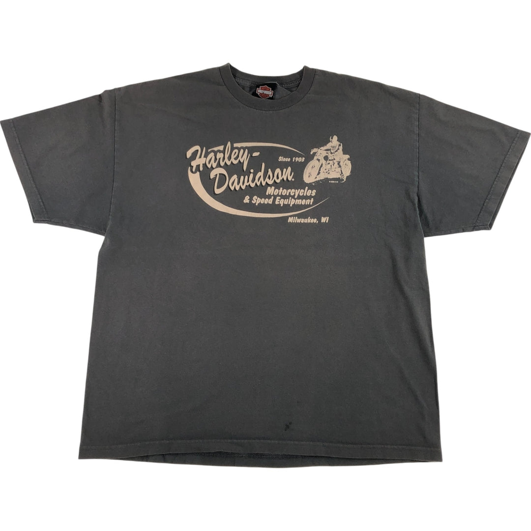 00'S Harley-Davidson Motorcycle Bike T-shirt Made in USA Men's XXL cotton black type Vintage Second Hand