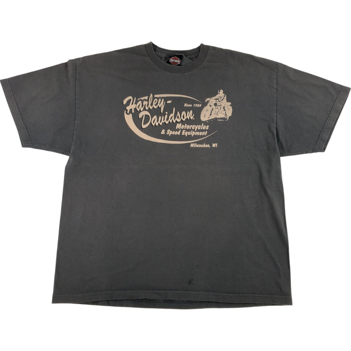 00'S Harley-Davidson Motorcycle Bike T-shirt Made in USA Men's XXL cotton black type Vintage Second Hand