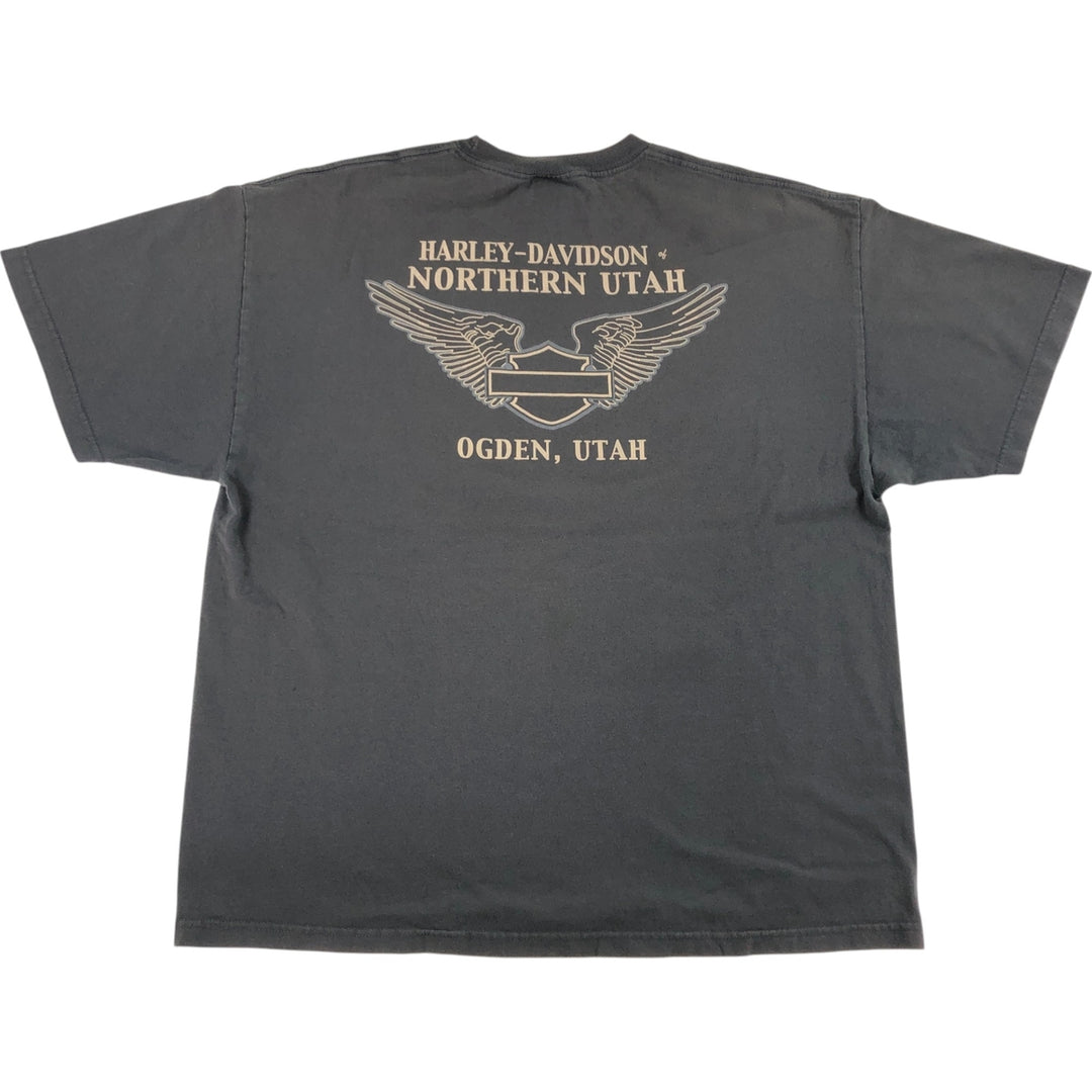 00'S Harley-Davidson Motorcycle Bike T-shirt Made in USA Men's XXL cotton black type Vintage Second Hand