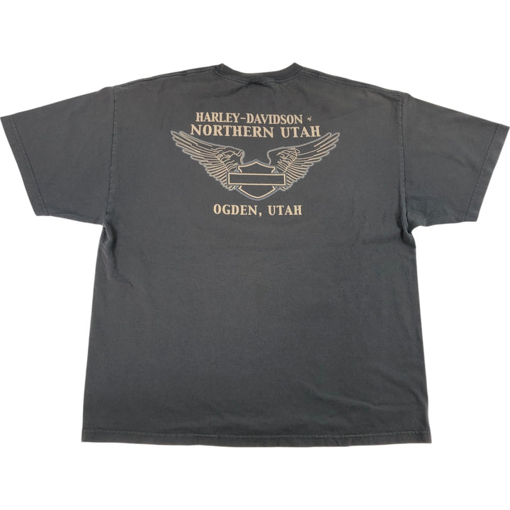 00'S Harley-Davidson Motorcycle Bike T-shirt Made in USA Men's XXL cotton black type Vintage Second Hand