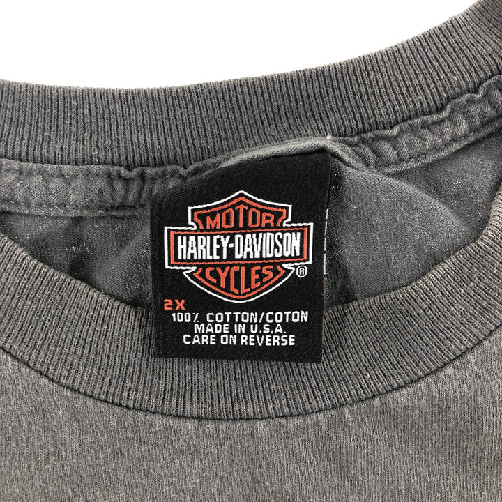 00'S Harley-Davidson Motorcycle Bike T-shirt Made in USA Men's XXL cotton black type Vintage Second Hand