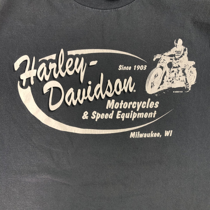 00'S Harley-Davidson Motorcycle Bike T-shirt Made in USA Men's XXL cotton black type Vintage Second Hand