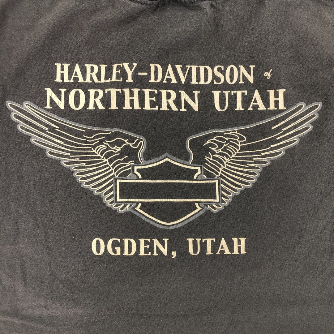 00'S Harley-Davidson Motorcycle Bike T-shirt Made in USA Men's XXL cotton black type Vintage Second Hand