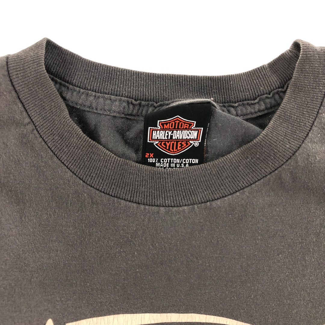 00'S Harley-Davidson Motorcycle Bike T-shirt Made in USA Men's XXL cotton black type Vintage Second Hand
