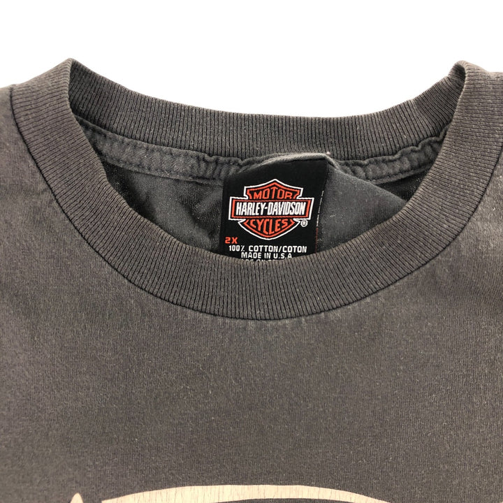 00'S Harley-Davidson Motorcycle Bike T-shirt Made in USA Men's XXL cotton black type Vintage Second Hand