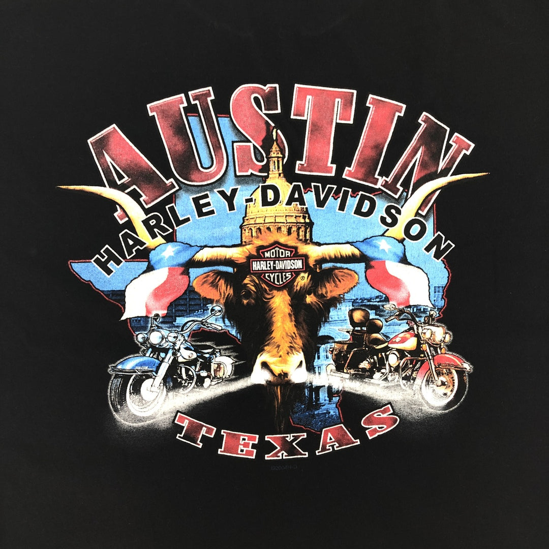 00'S Harley-Davidson Motorcycle Bike T-shirt Made in USA Men's L size cotton black type Vintage Second Hand